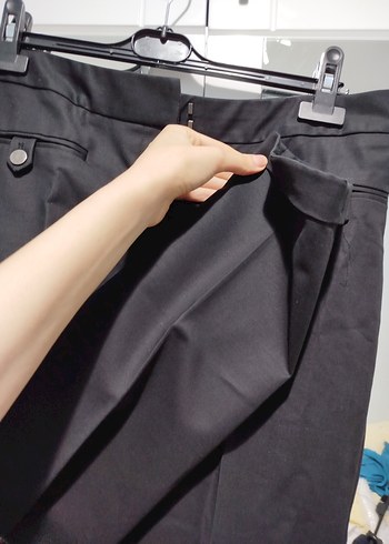 Düğmeli Siyah Kadın Kumaş Pantolon - Görsel 8