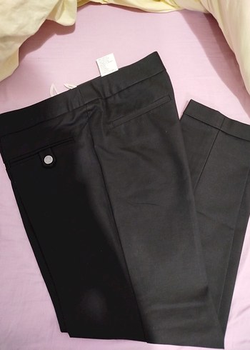 Düğmeli Siyah Kadın Kumaş Pantolon - Görsel 2