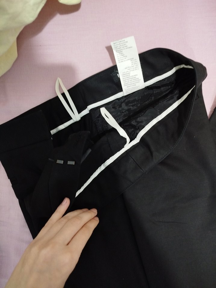 Düğmeli Siyah Kadın Kumaş Pantolon - Görsel 4