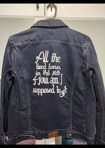 Düğmeli Lacivert Kadın Kot Ceket - Görsel 3