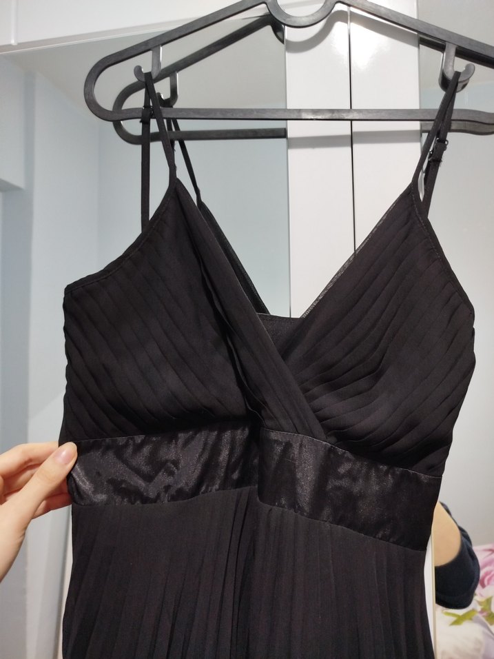 Kadın Siyah Piliseli Midi Abiye Elbise - Görsel 5