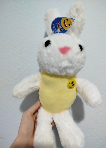 Sarı Yelekli Beyaz Peluş Tavşan Oyuncak - Görsel 2