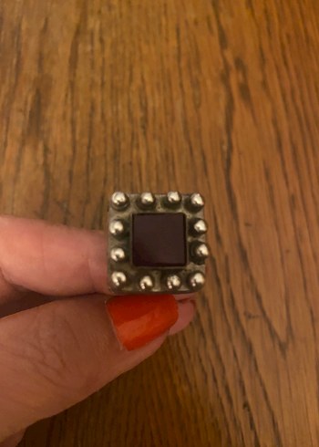 Bordo Vintage Düğmeli Kadın Yüzük
