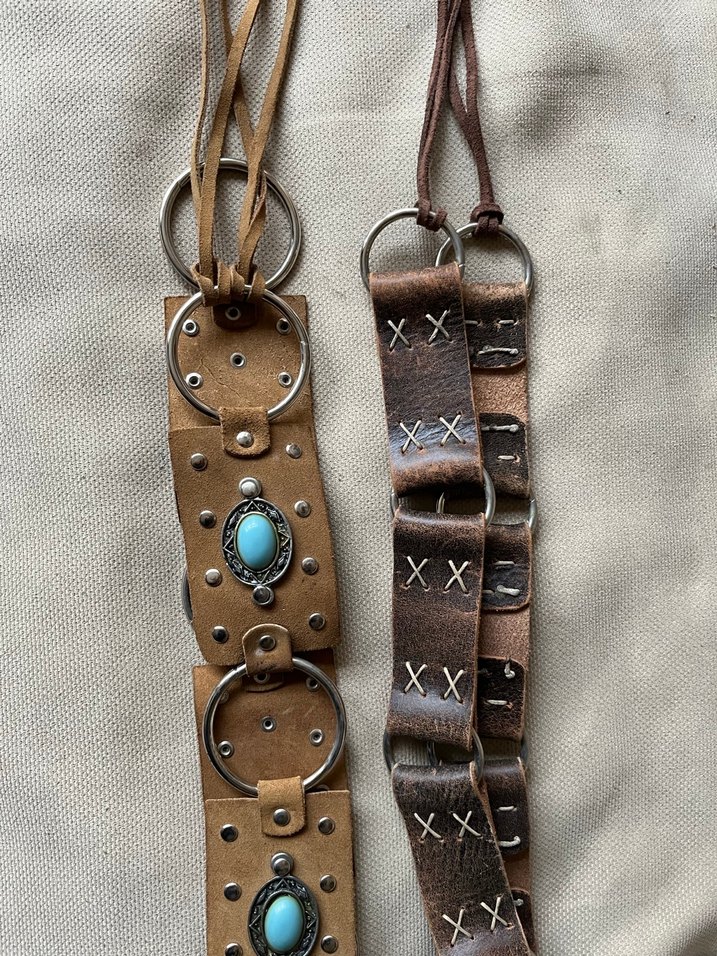 Bohem Tarzı Turkuaz Taşlı Deri Kadın Kemer - Görsel 2