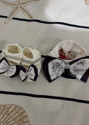 3-6 Ay Beden mor Renk Kız Çocuk Mor Nakışlı Fiyonklu Elbise