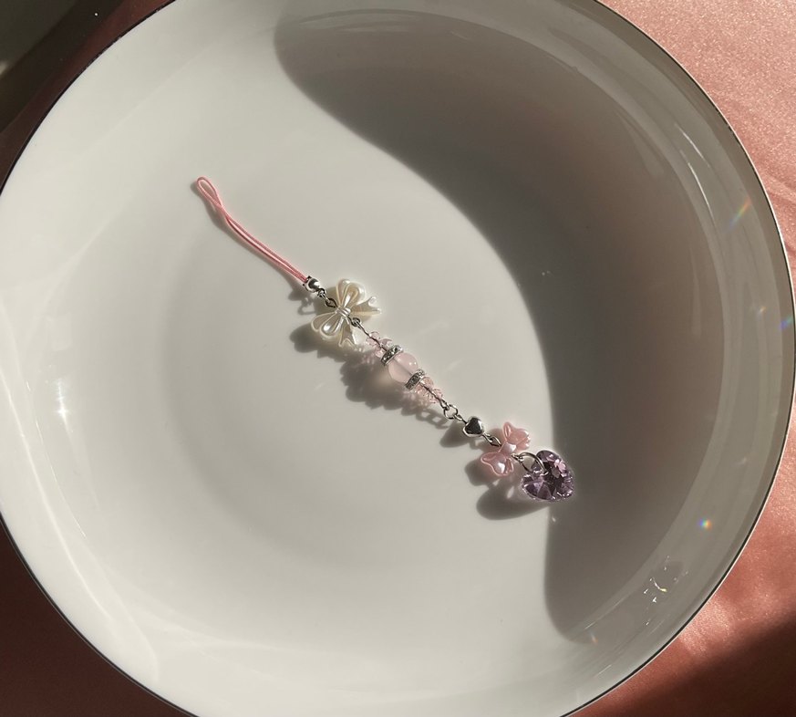 Pembe Boncuklu Çiçek Desenli Kadın Charm - Görsel 2