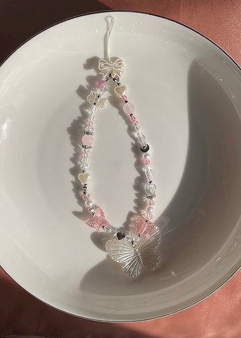 Pembe Boncuklu Bohem Kelebek Charm - Görsel 3