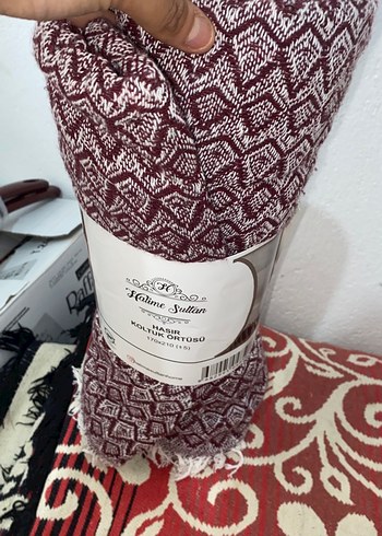  Beden bordo Renk Bordo Bohem Desenli Hasır Koltuk Örtüsü