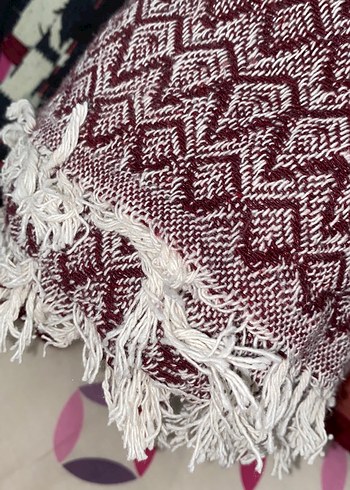  Beden Bordo Bohem Desenli Hasır Koltuk Örtüsü