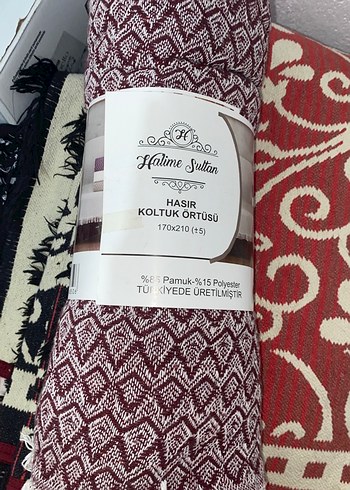Bordo Bohem Desenli Hasır Koltuk Örtüsü