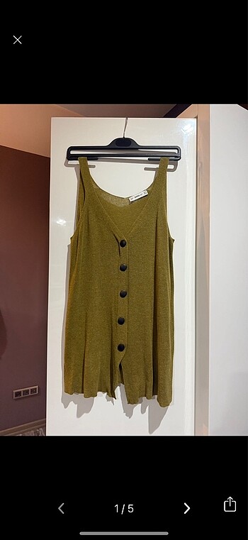 Zara örme zeytin yeşili kolsuz bluz tank