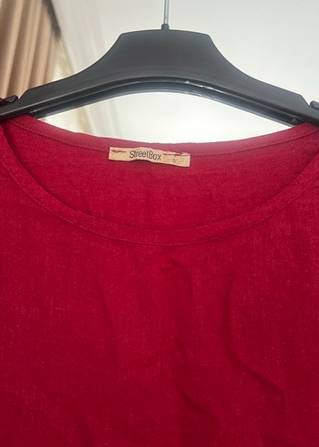 Kırmızı Salaş Keten Bluz - Görsel 3