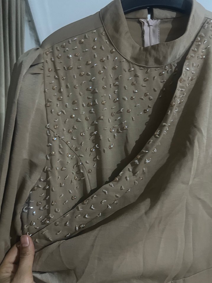 Cemal Nakışlı Uzun Kollu Uzun Elbise - Görsel 3