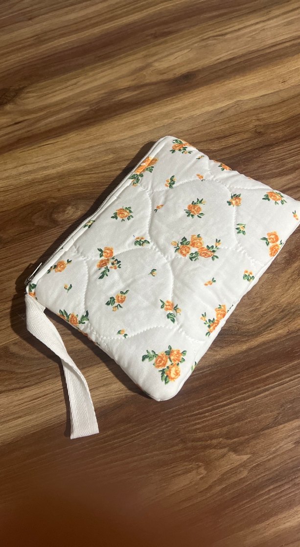 Beyaz turuncu çiçek desenli çanta - Görsel 3