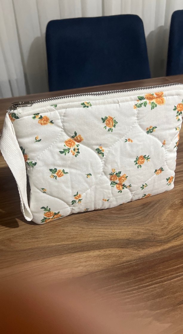 Beyaz turuncu çiçek desenli çanta - Görsel 2
