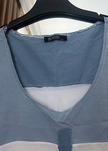 V Yaka Kolsuz şifon Salaş Bluz - Görsel 2