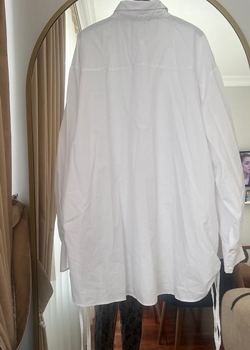 Düğmeli Beyaz Keten Gömlek - Görsel 3