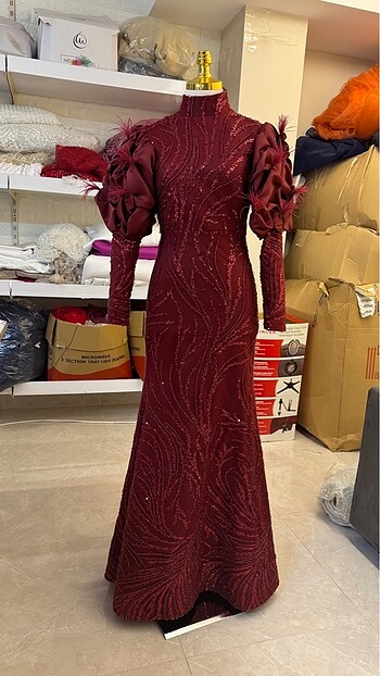 36 Beden bordo Renk Abiye