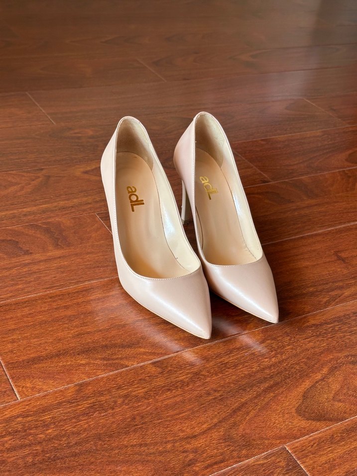 Bej Deri Stiletto Topuklu Kadın Ayakkabı - Görsel 2