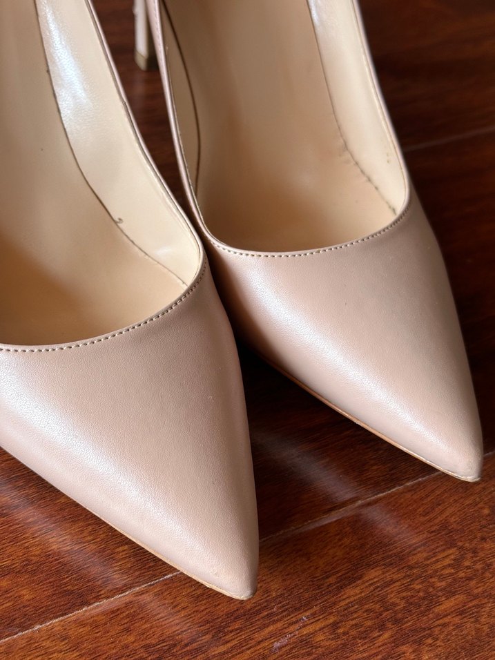 Bej Deri Stiletto Topuklu Kadın Ayakkabı - Görsel 3