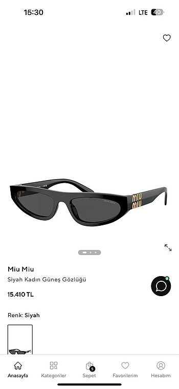 Miu miu güneş gözlüğü