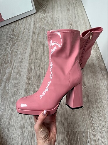 Bershka bershka pembe streç platform topuklu bot