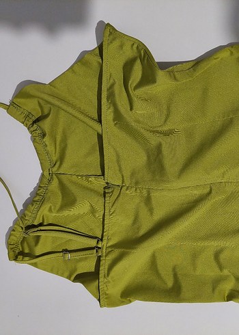 Yağ Yeşili Askılı Midi Elbise - Görsel 2