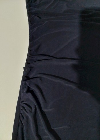 Koyu Lacivert Tek Omuz Midi Elbise - Görsel 3