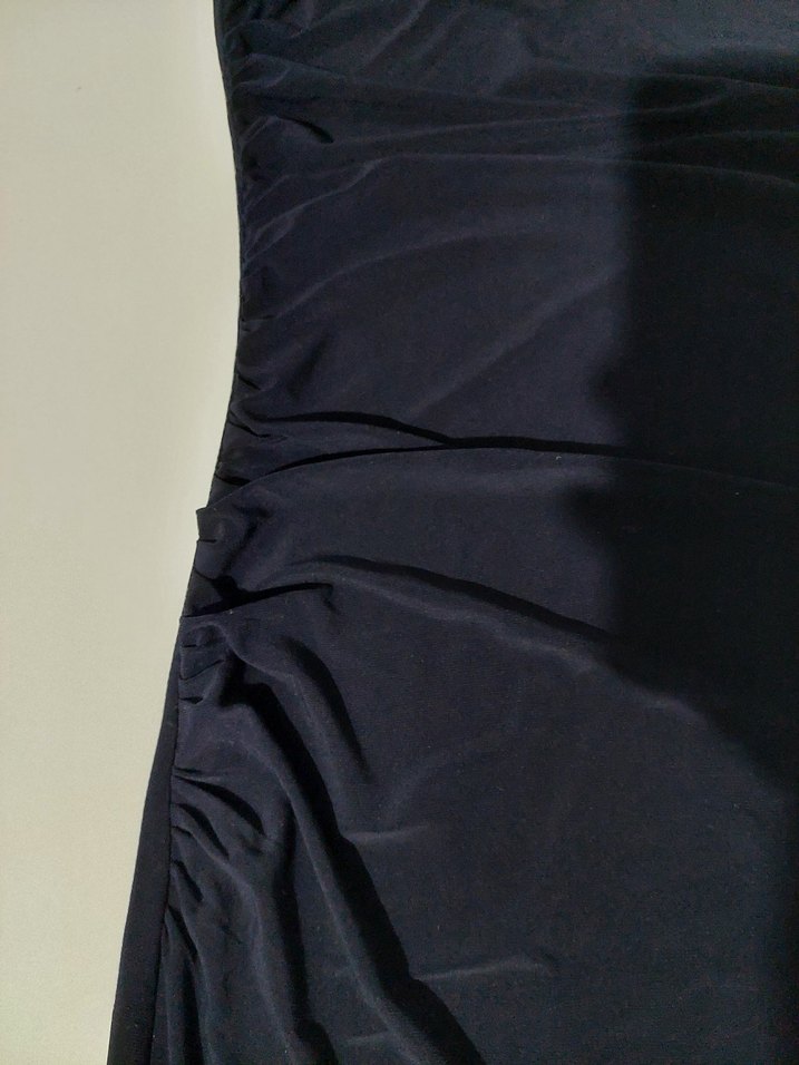 Koyu Lacivert Tek Omuz Midi Elbise - Görsel 3