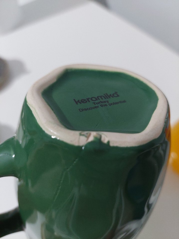 Koyu Yeşil Seramik Kupa Keramika - Görsel 2