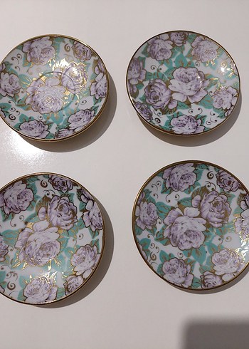 Vintage Mor Çiçek Desenli Porselen Fincan Takımı - Görsel 6