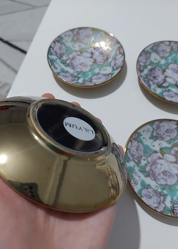 Vintage Mor Çiçek Desenli Porselen Fincan Takımı - Görsel 7