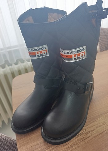 Harley Davidson Siyah Deri Tokalı Biker Bot