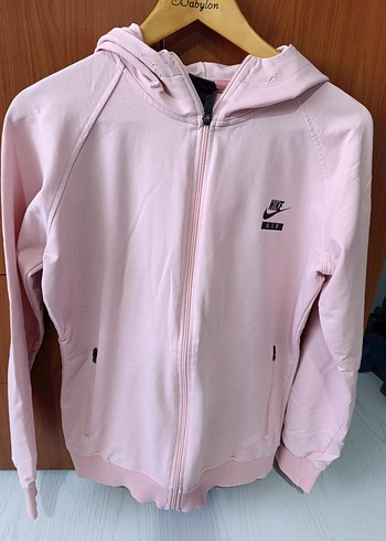 Pembe Fermuarlı Nike Kapüşonlu sweatshirt