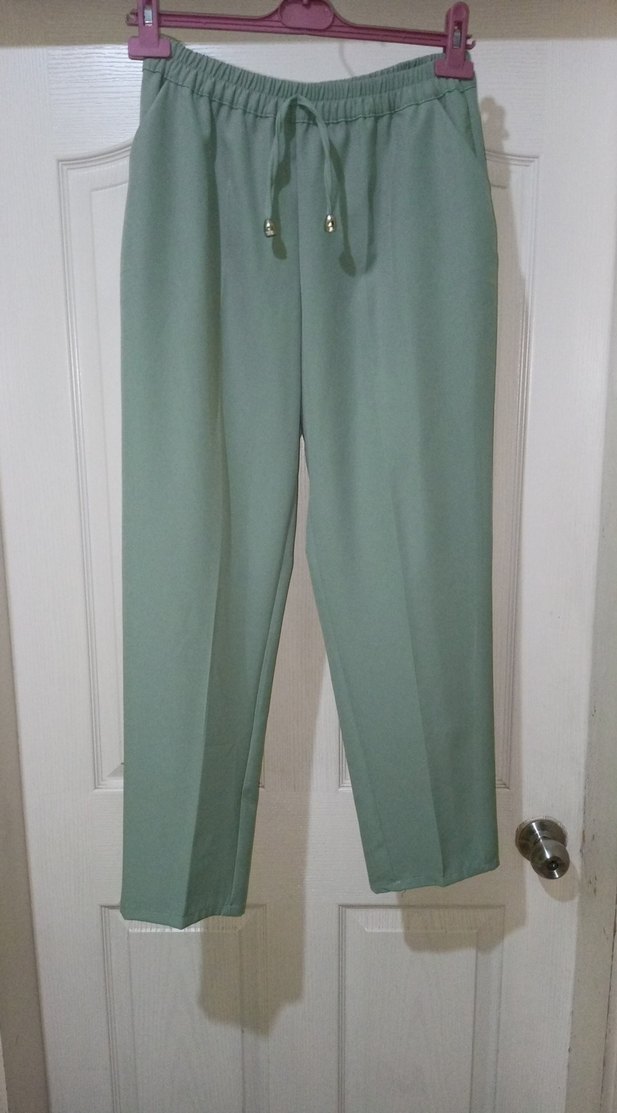 Yeşil Midi Kadın Kumaş Pantolon - Görsel 2