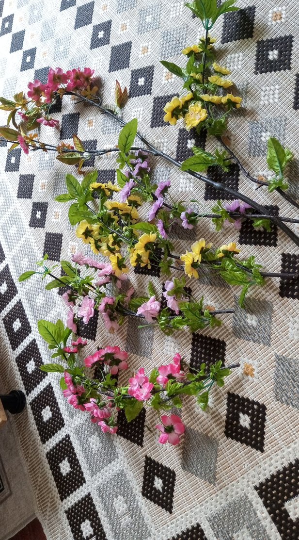 Renkli Yapay Çiçekli Dekoratif Dal - Görsel 2