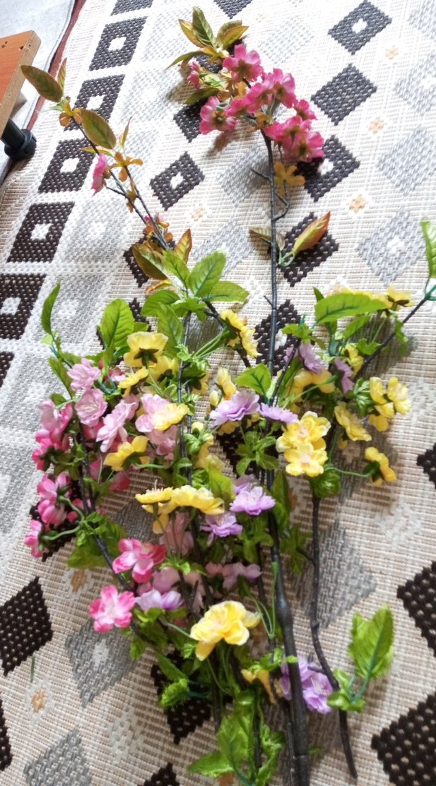 Renkli Yapay Çiçekli Dekoratif Dal - Görsel 3