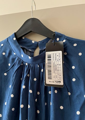 Lacivert Puantiyeli Fırfırlı Elbise - Görsel 4