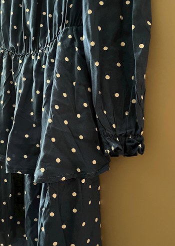 Lacivert Puantiyeli Fırfırlı Elbise - Görsel 5