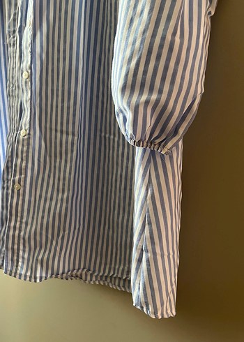 Mavi Çizgili Pamuklu Kadın Gömlek elbise - Görsel 2