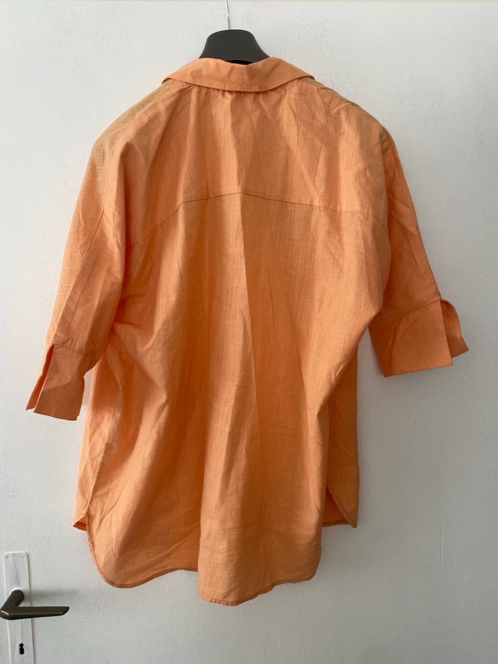 Bej, Keten, Düğmeli Kadın Gömlek - Görsel 4