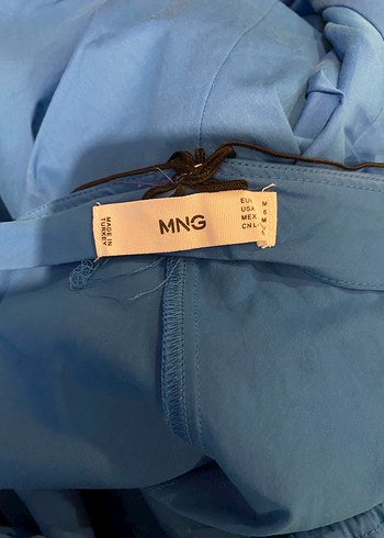 Mango Mavi Askılı Uzun Elbise - Görsel 5