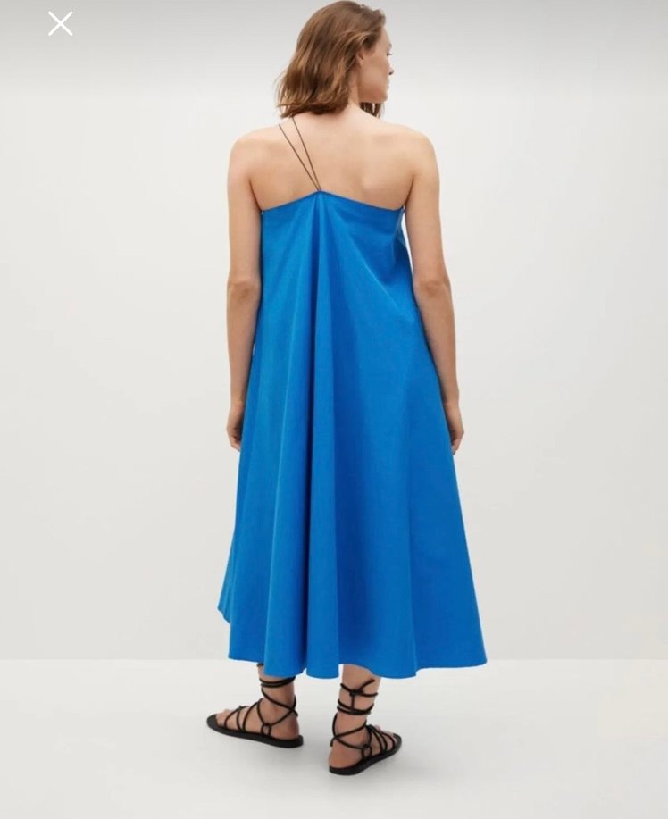 Mango Mavi Askılı Uzun Elbise - Görsel 3
