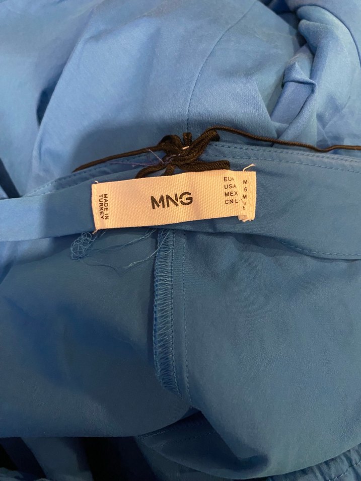 Mango Mavi Askılı Uzun Elbise - Görsel 5