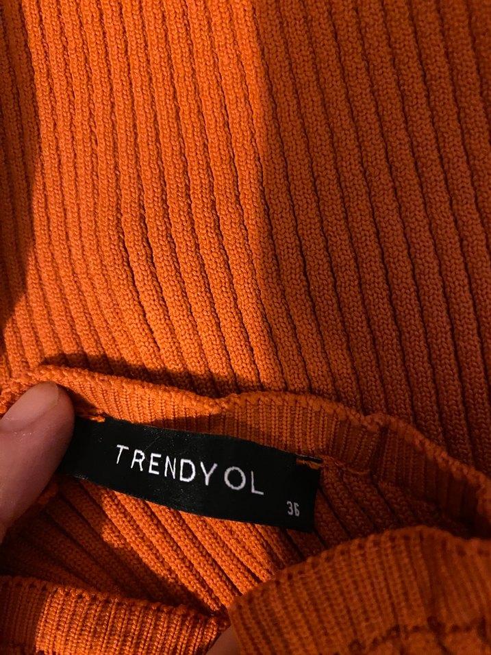 Turuncu triko  Midi Elbise - Görsel 2