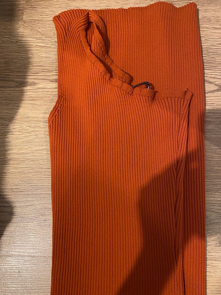 Turuncu triko  Midi Elbise - Görsel 3