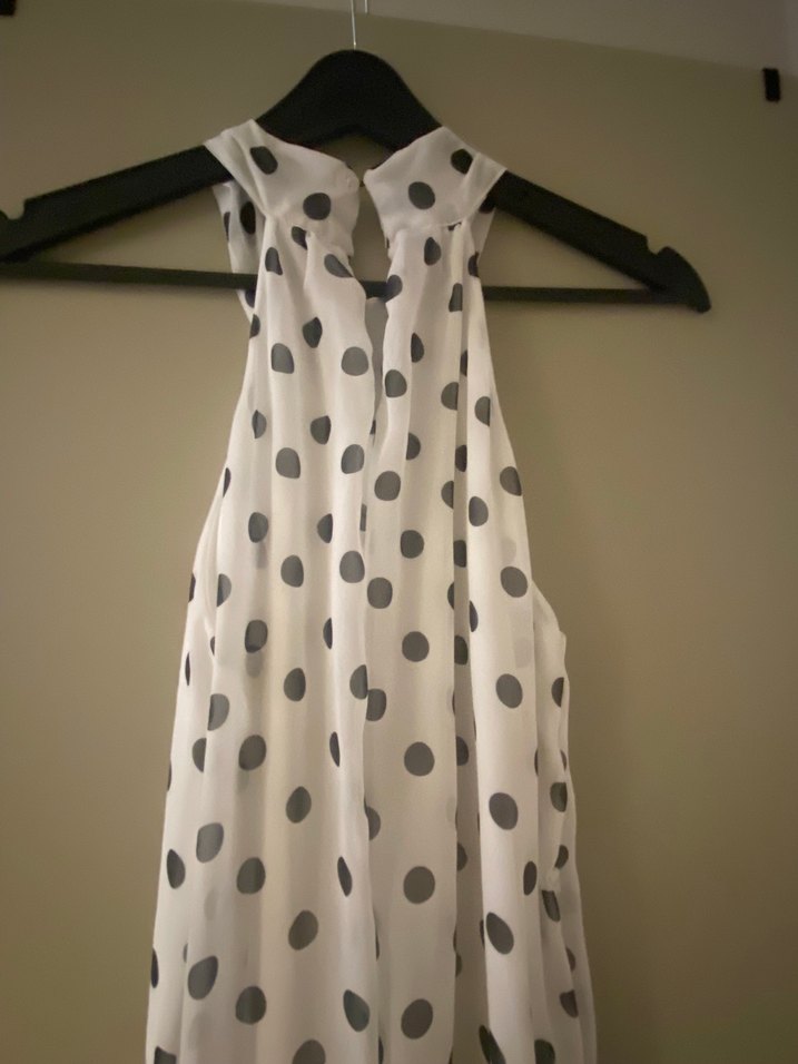 Beyaz Puantiyeli Uzun elbise - Görsel 5