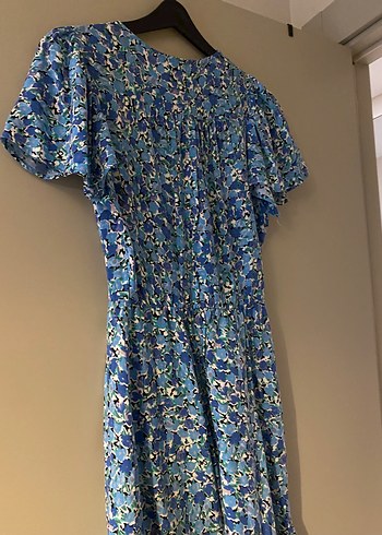 Mavi V Yaka Elbise - Görsel 3