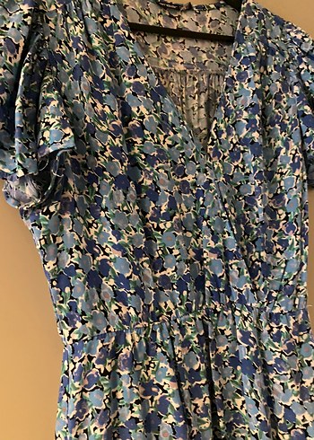 Mavi V Yaka Elbise - Görsel 4