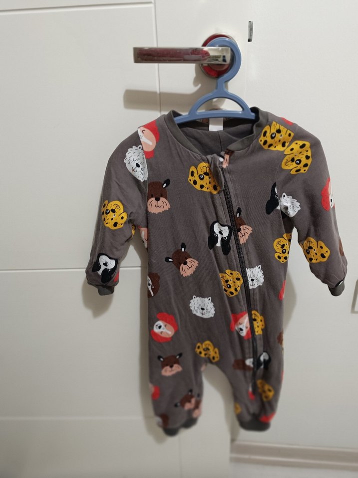 Uzun Kollu Gri Örme Bebek uyku  Tulum - Görsel 2